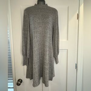 Express Grey Balloon Sleeve Sweater Dress with Mock Turtleneck